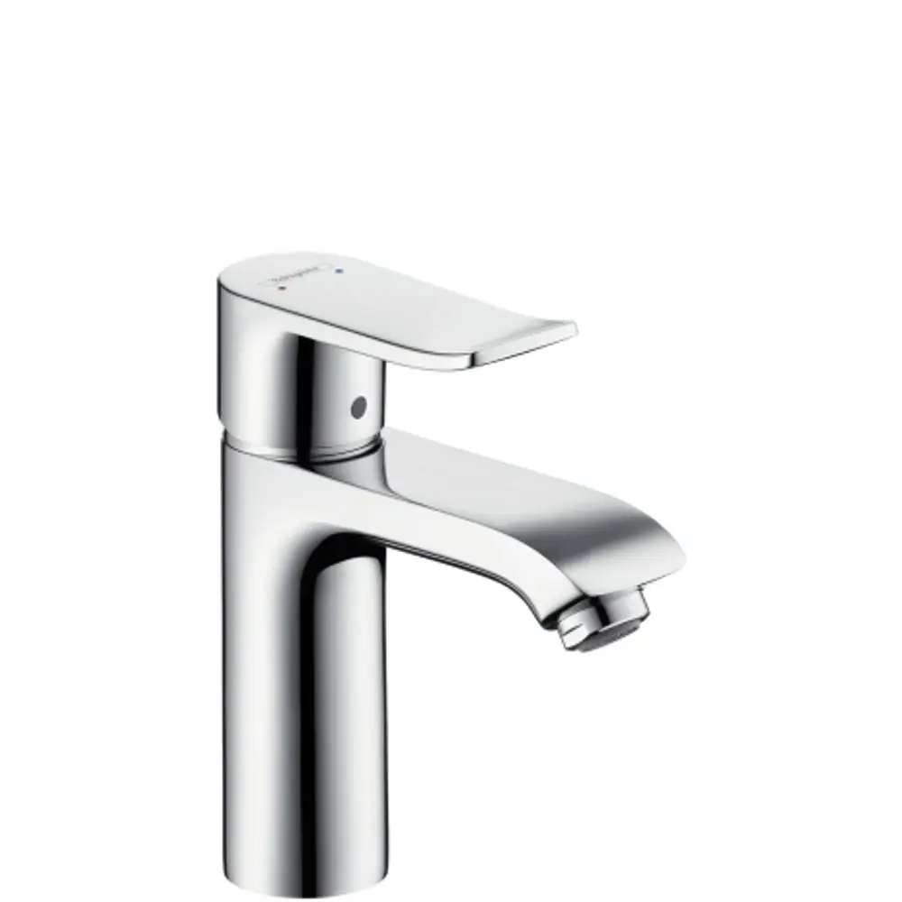Einhebel-Waschtischmischer von Hansgrohe in Chrom mit Distanzstück, geeignet für Niederdrucksysteme und offene Warmwasserbereiter. Zugstangen-Ablaufgarnitur integriert.